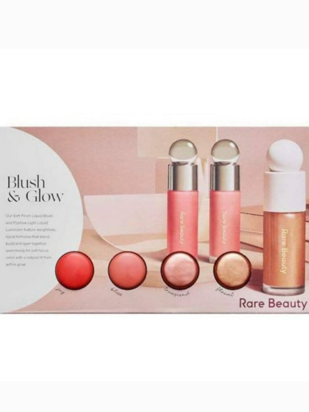 Rare Beauty Soft Pinch Blush Joy Bliss, Positive Light Luminzer Transcend Flaunt